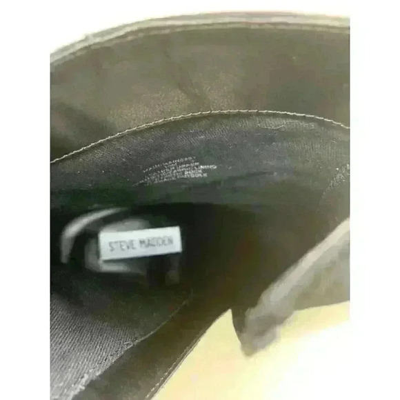 Steve Madden Main Women’s Black Suede Leather Block Heels Booties Size US 10 M - Picture 8 of 10